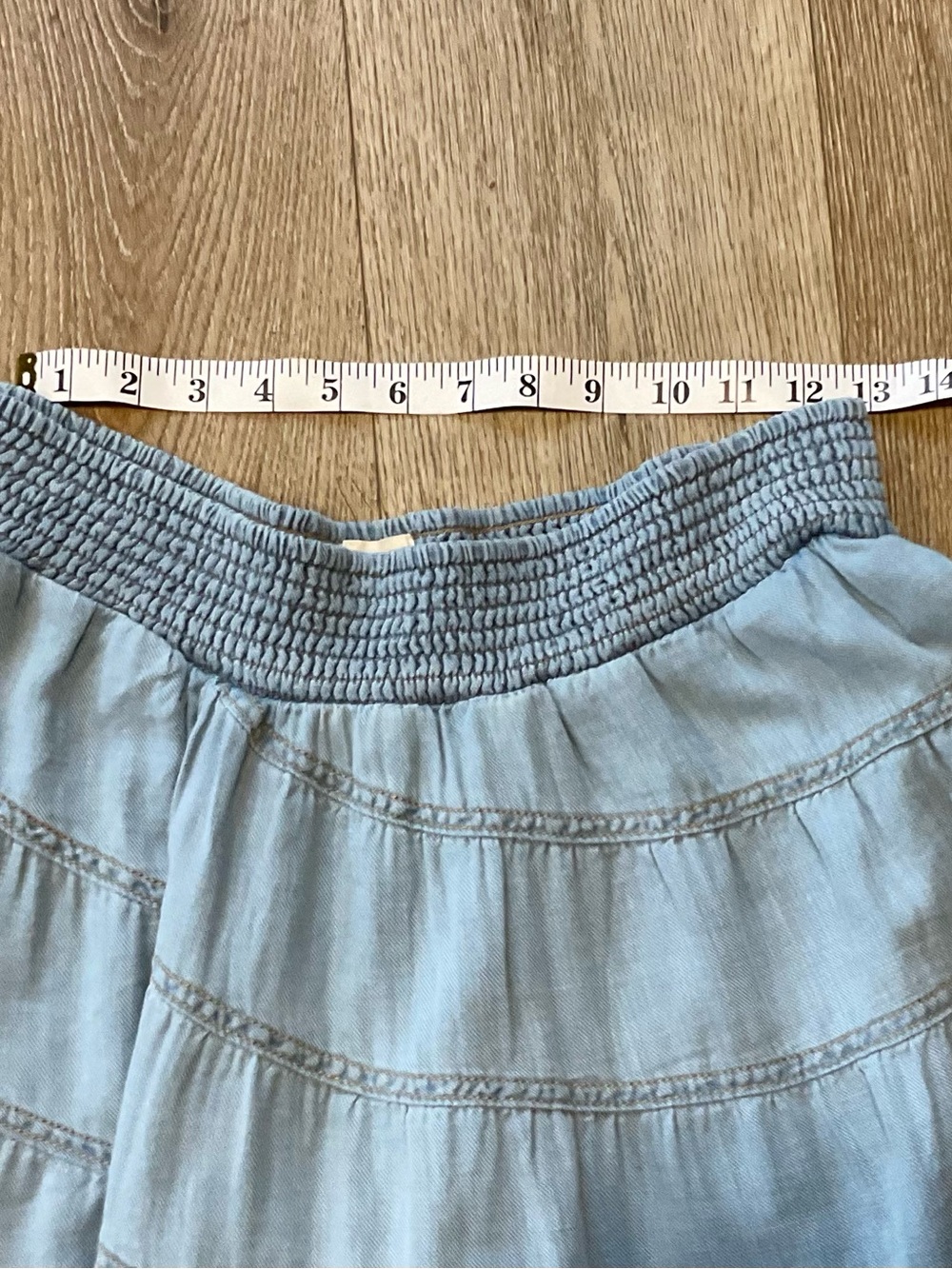 Anthropologie Pilcro Reese Smocked Light Blue Tiered Mini Skirt Size Medium NWT - Picture 8 of 15